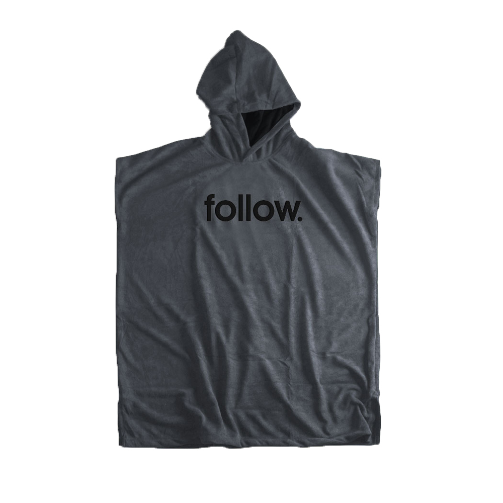Follow Hooded Towelie poncho grijs