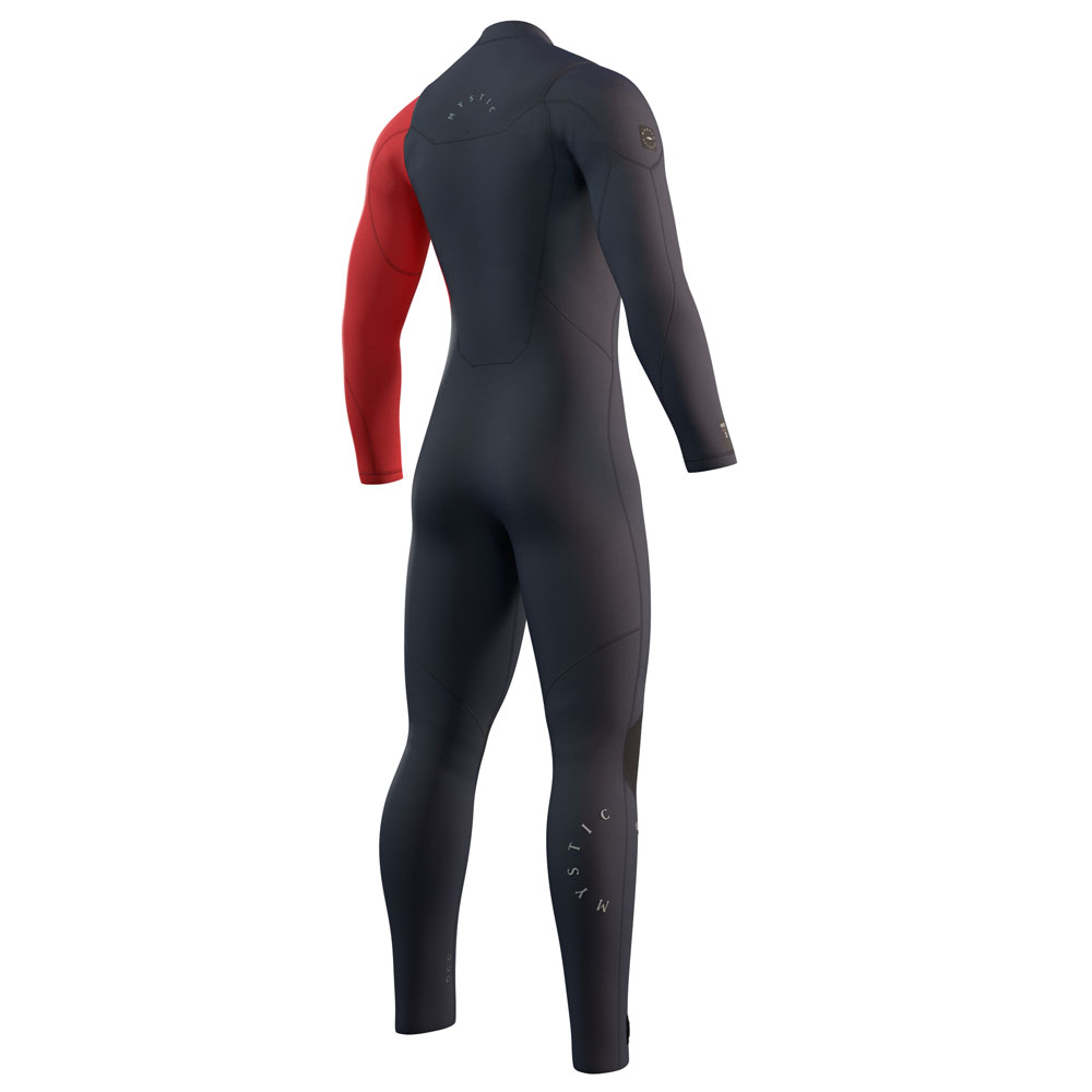 Mystic Marshall fullsuit wetsuit heren 4/3mm borstrits navy blauw / rood 2