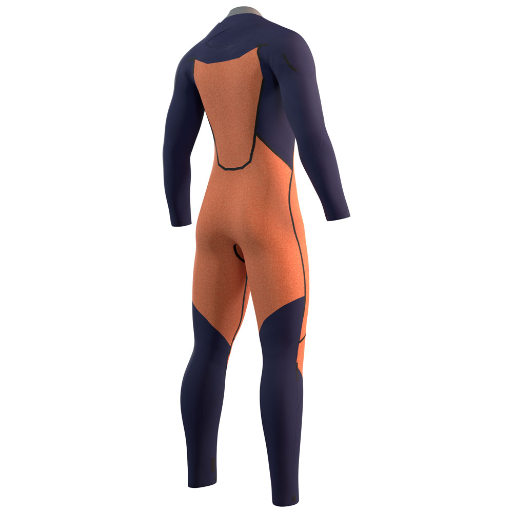 Mystic Marshall fullsuit wetsuit heren 4/3mm borstrits navy blauw / rood 4