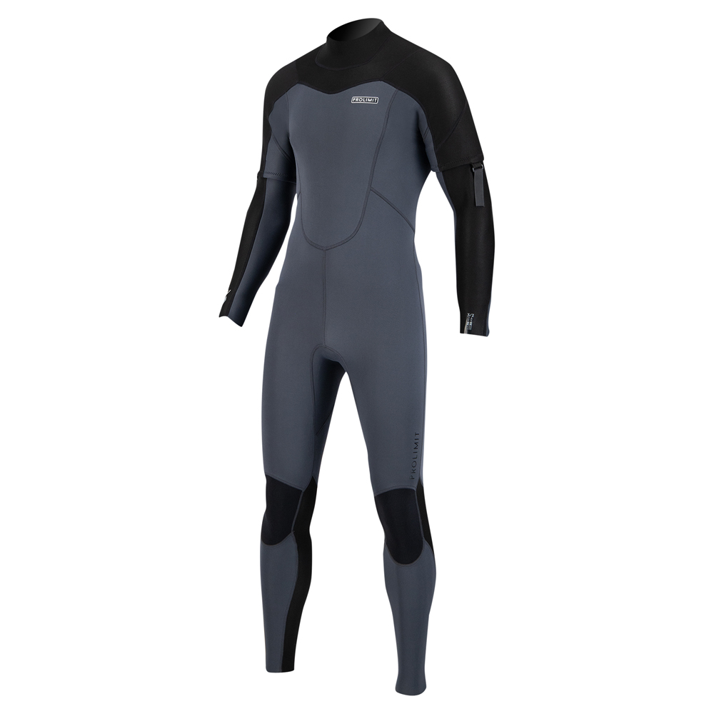 Prolimit Raider fullsuit verwijderbare mouwen 3/2 rugrits grijs/zwart wetsuit heren 2