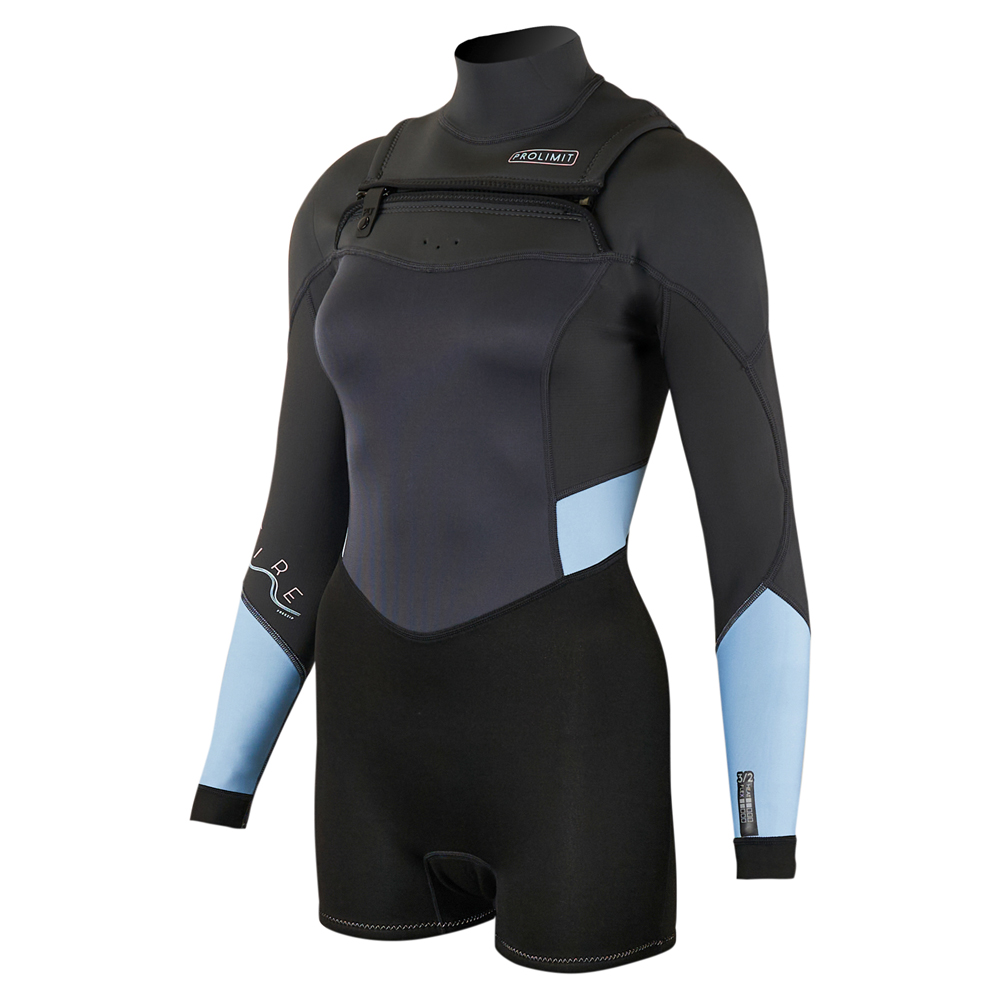Prolimit Fire longarm shorty Freezip 3/2 mm borstrits zwart/grijs/blauw wetsuit dames foto 1