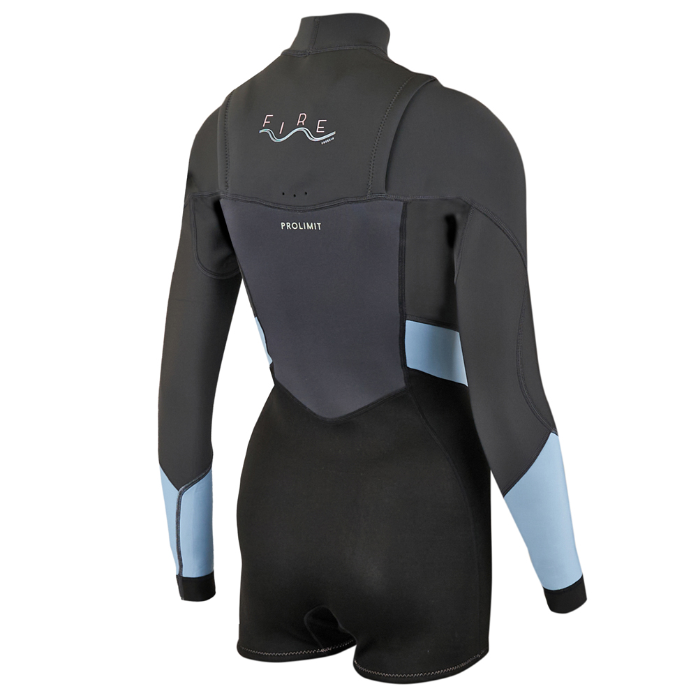 Prolimit Fire longarm shorty Freezip 3/2 mm borstrits zwart/grijs/blauw wetsuit dames 2