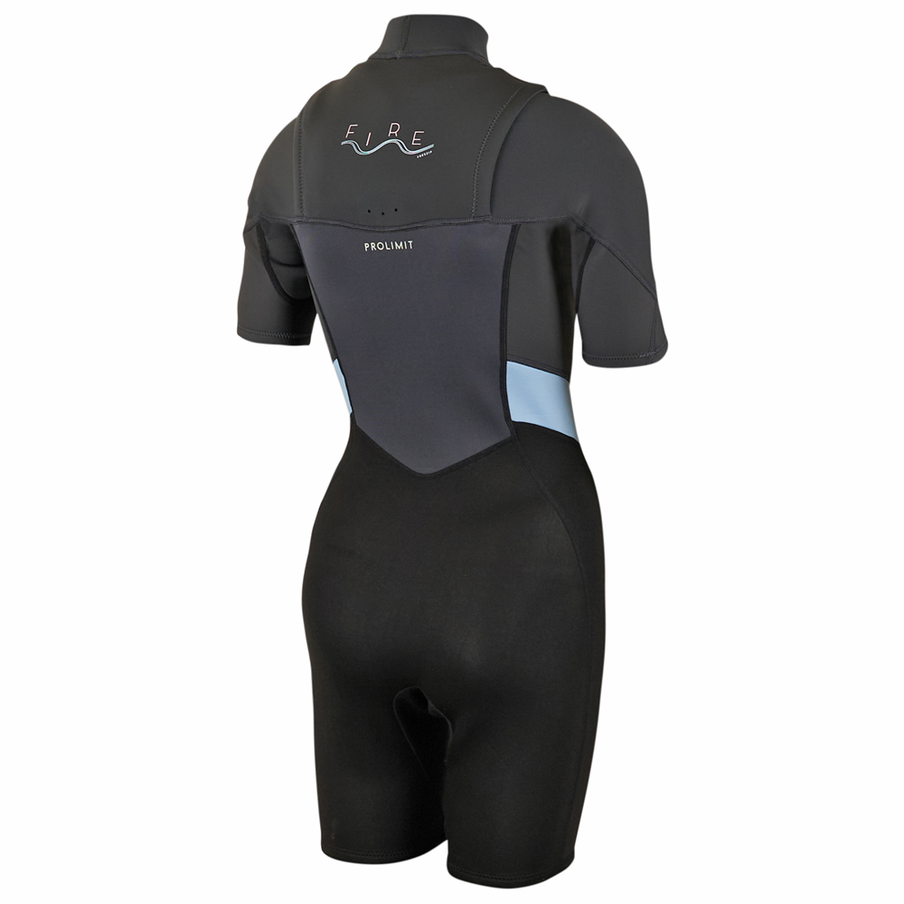 Prolimit Fire shorty Freezip 2/2 mm borstrits blauw/grijs wetsuit dames 2