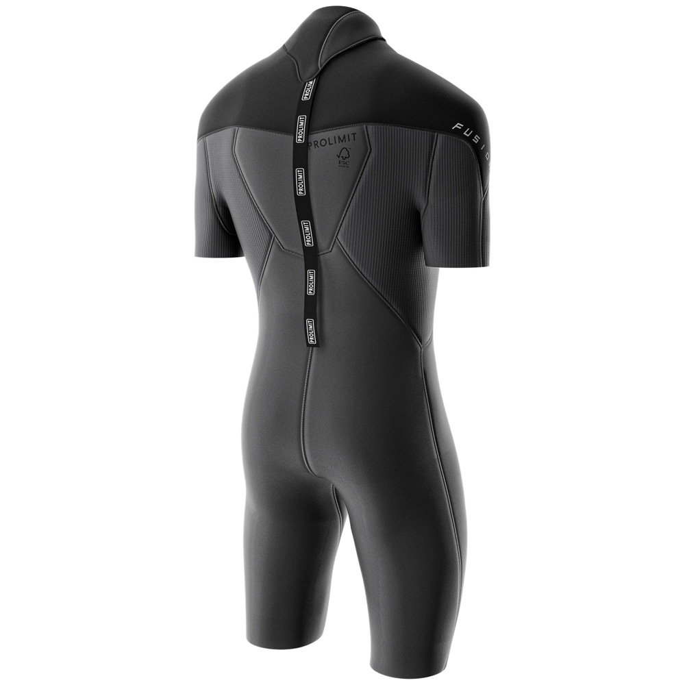 Prolimit Fusion shorty wetsuit 2/2 mm rugrits heren zwart 3