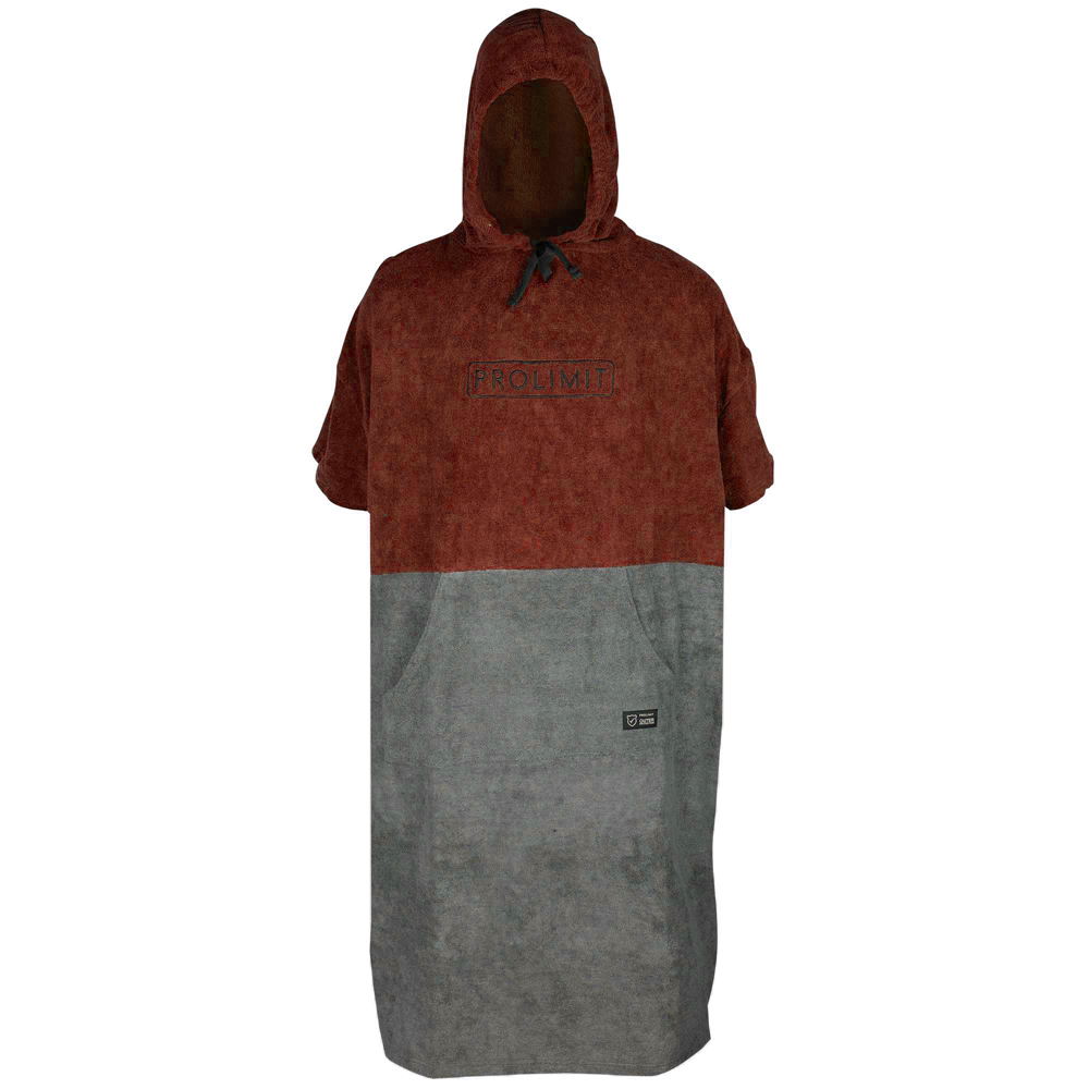 Poncho rood/grijs