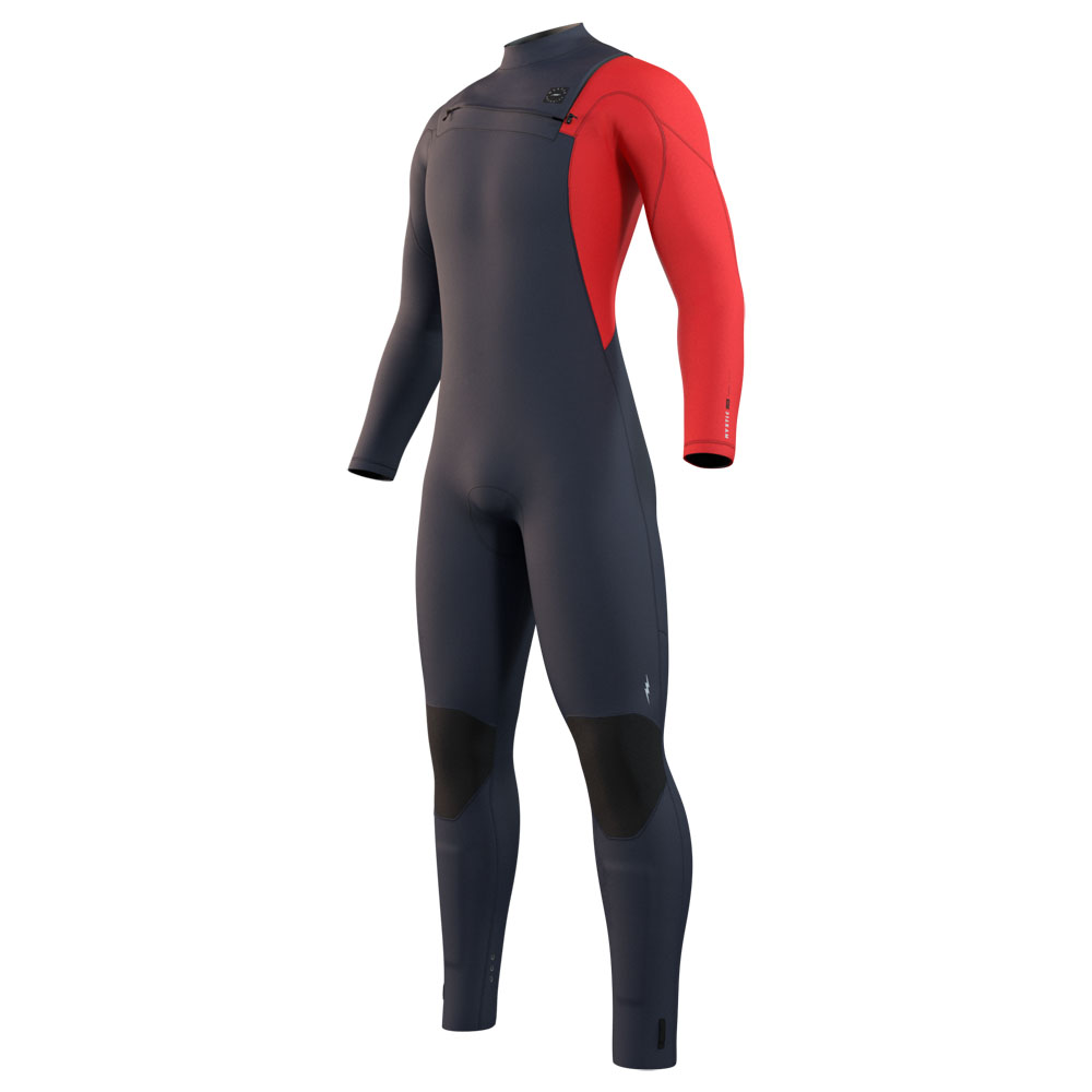 Mystic Marshall fullsuit wetsuit heren 4/3mm borstrits navy blauw / rood