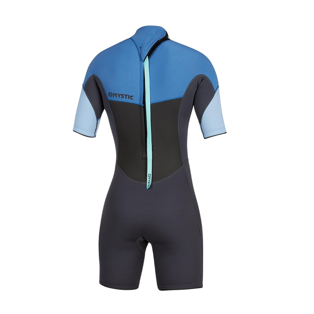 Mystic Brand Shorty 3/2mm rugrits Flatlock dames wetsuit blauw Wetsuit.nl wetsuits dames