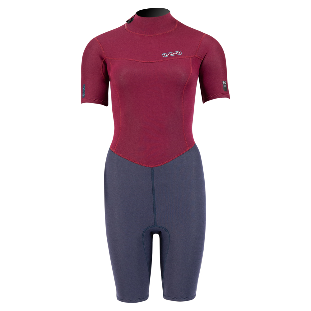 Prolimit Edge Shorty 2/2 rugrits navy/bordeaux wetuit dames