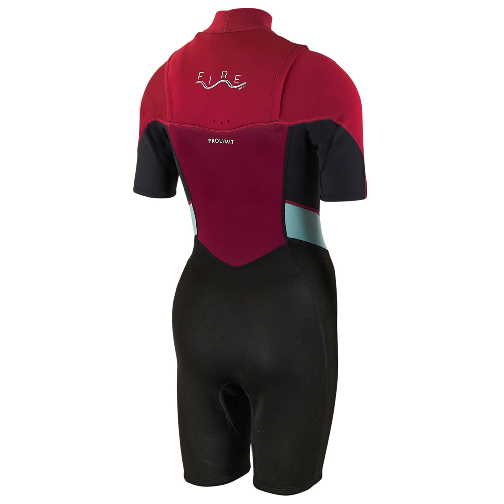 Prolimit Fire shorty Freezip 2/2 mm borstrits zwart/wine wetsuit dames