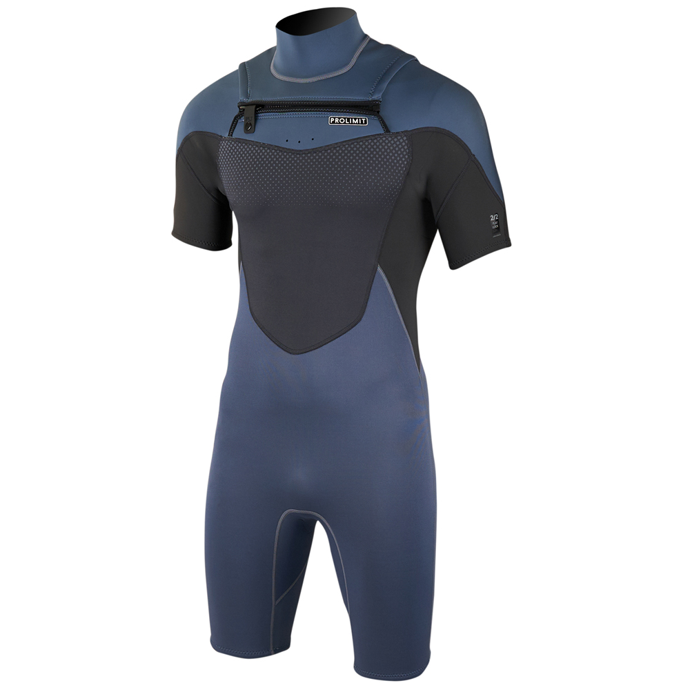 Prolimit Fusion shorty Freezip 2/2 mm borstrits misty blauw wetsuit heren