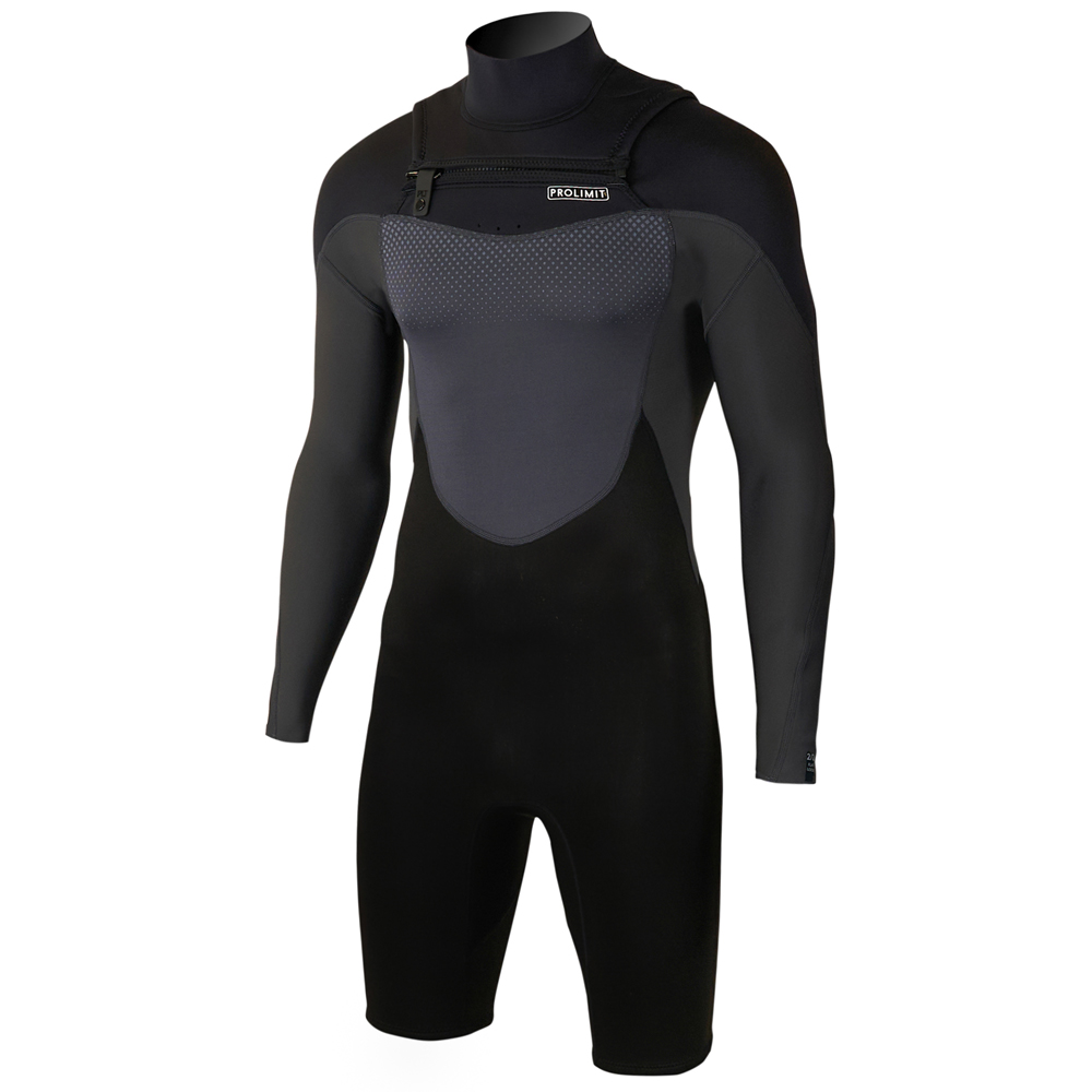 Prolimit Fusion longarm shorty Freezip 2/2 mm borstrits zwart wetsuit heren