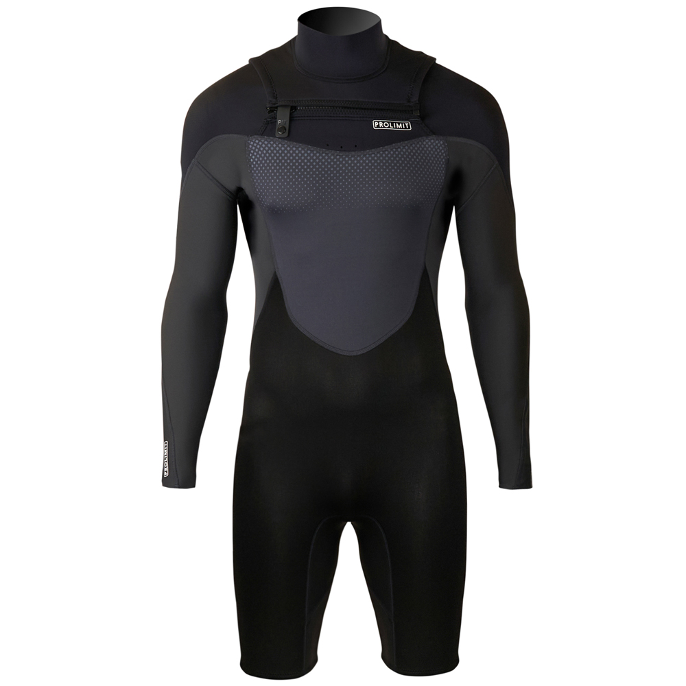 Prolimit Fusion longarm shorty Freezip 2/2 mm borstrits zwart wetsuit heren