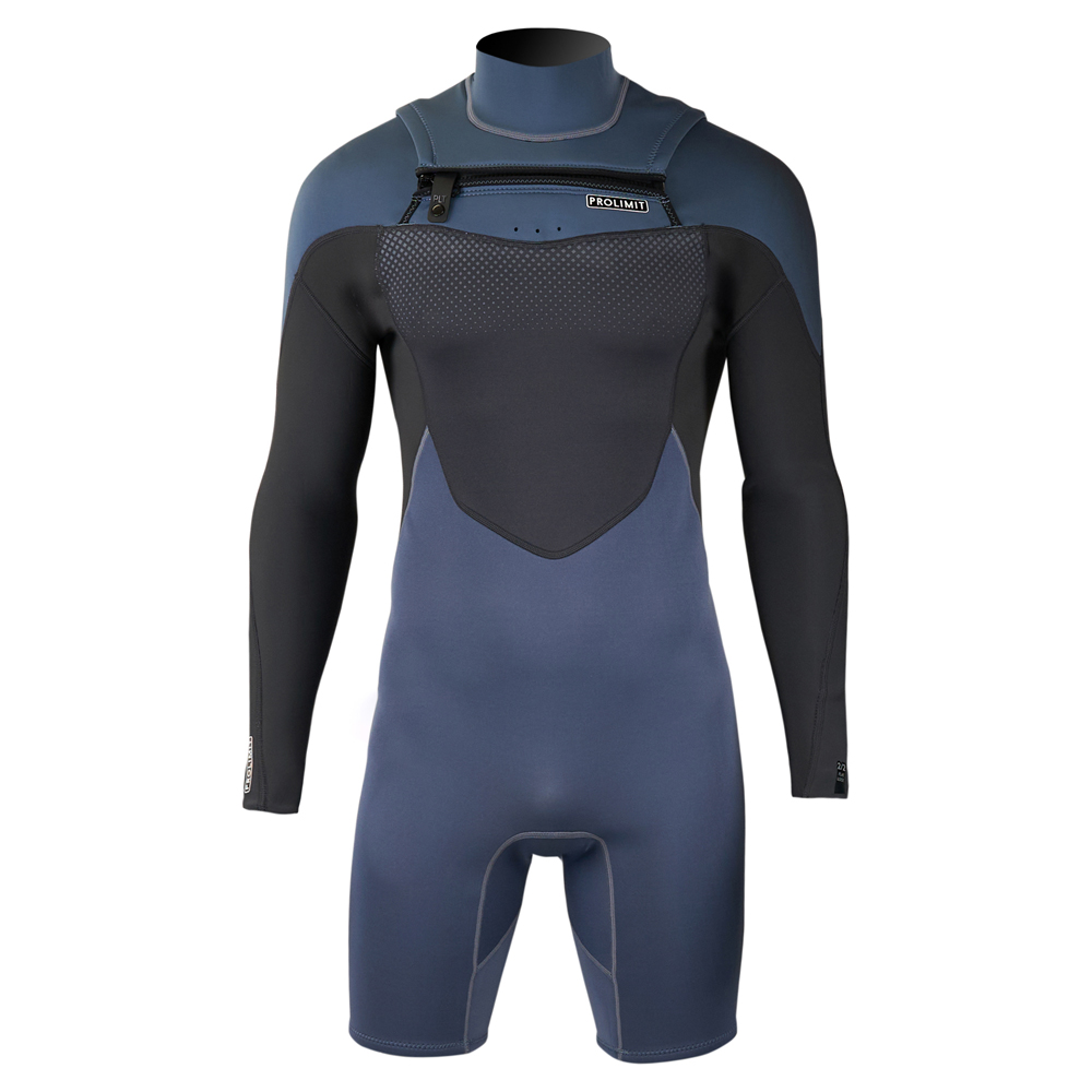 Prolimit Fusion longarm shorty Freezip 2/2 mm borstrits misty blauw wetsuit heren