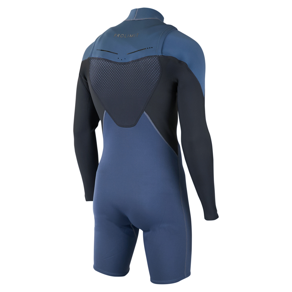 Prolimit Fusion longarm shorty Freezip 2/2 mm borstrits misty blauw wetsuit heren