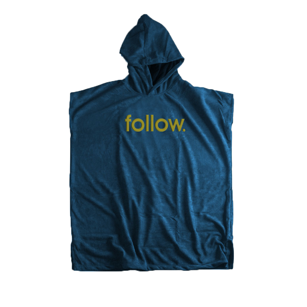 Follow Hooded Towelie poncho navy